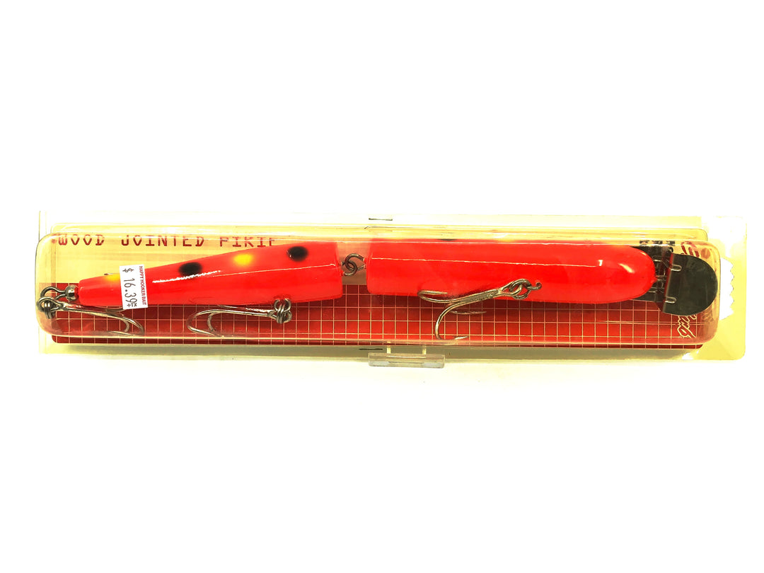 Creek Chub Wooden Giant Jointed Pikie 800, Orange Spotted Color, New on Card Old Stock