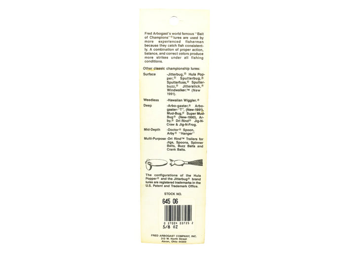 Arbogast Jitterstick, Frog/White Belly Color on Card