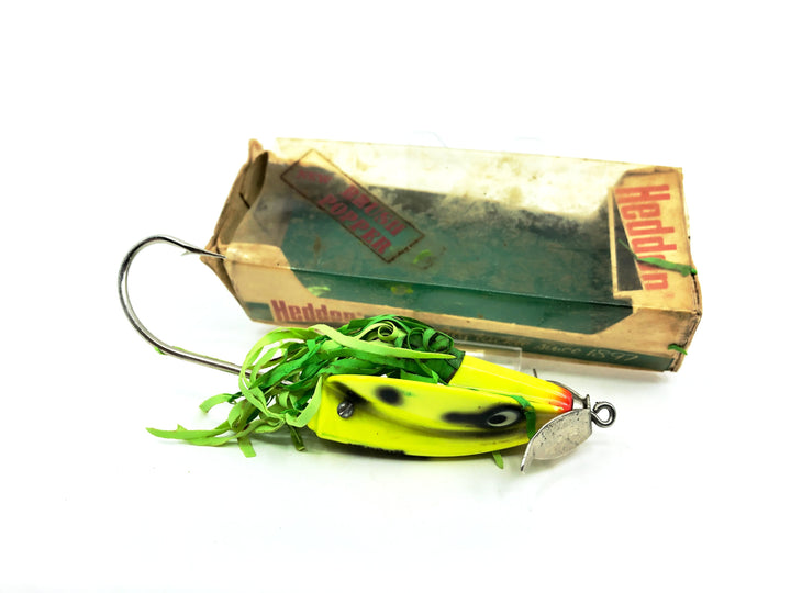 Heddon Brush Popper, CDF Chartreuse Coach Dog Color with Box
