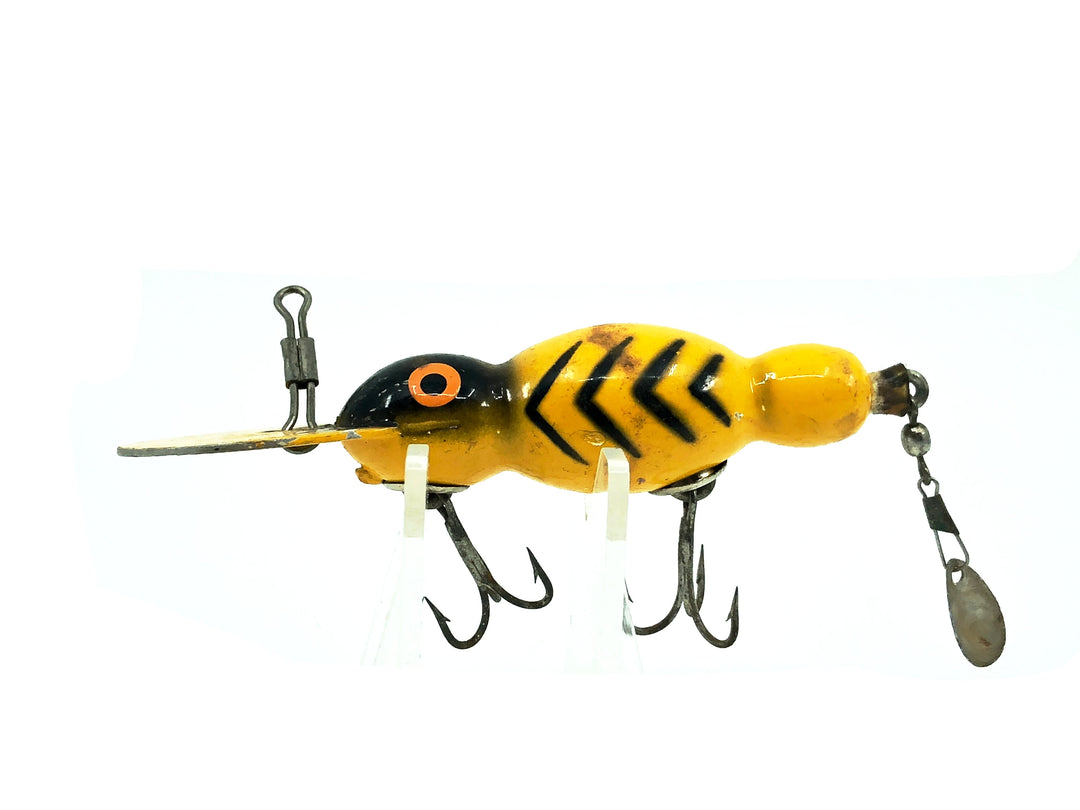 Bomber Wooden Waterdog 1500 Series, #20 Yellow/Black Ribs Color