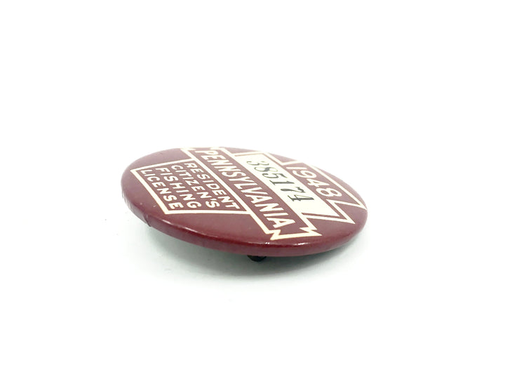 1948 Pennsylvania Resident Fishing License Button