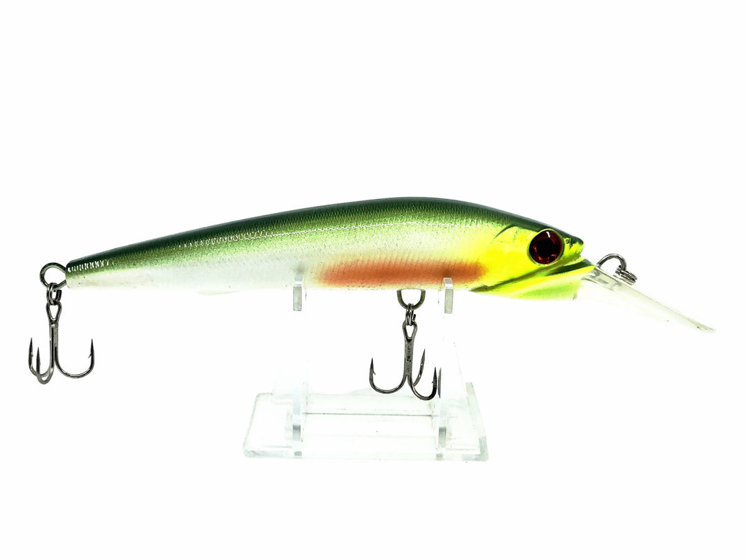 Chattahoochee Bait Co. 7" DD Casting/Trolling Minnow, Green/White/Chartreuse Color