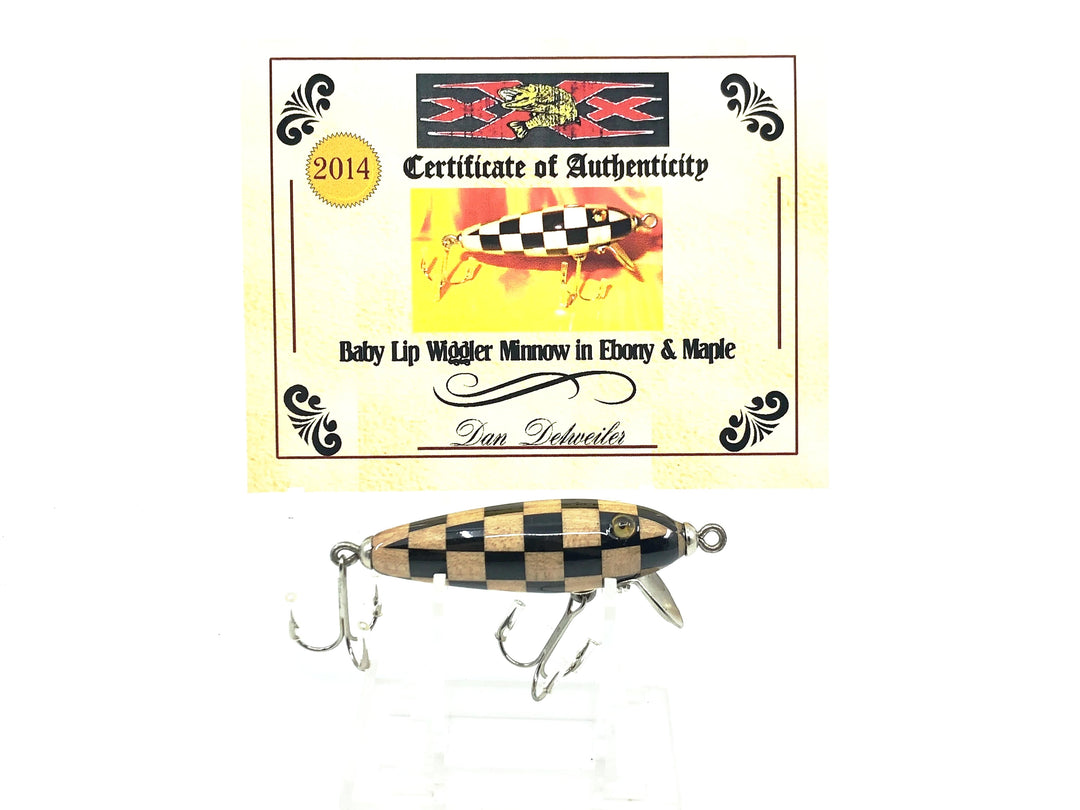 Musky Dan (XXX Lures) Baby Lip Wiggler Minnow in Ebony & Maple w/COA