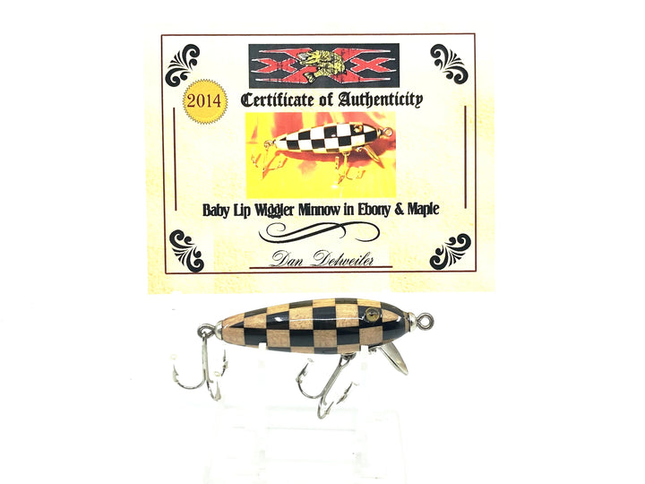 Musky Dan (XXX Lures) Baby Lip Wiggler Minnow in Ebony & Maple w/COA