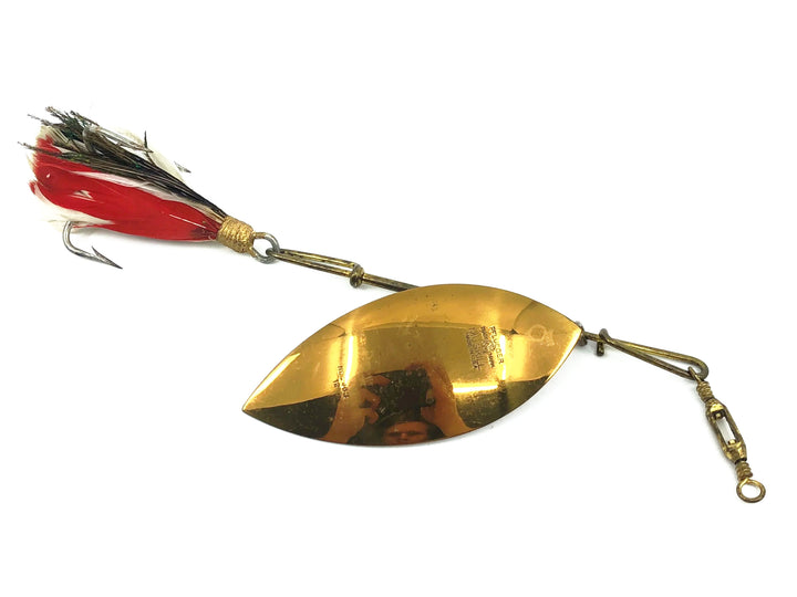 Pflueger Muskill Spinner 2463 No.12 Treble, Gold Blade/Feather Tail - Beautiful Peacock Feather