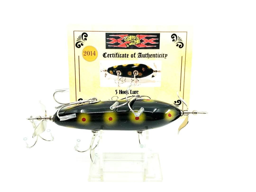 Musky Dan (XXX Lures) 5 Hook, Black/Yellow & Red Dots Color w/COA