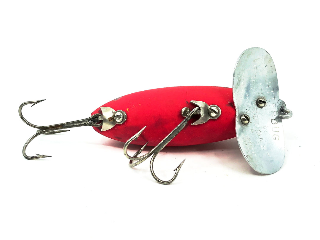 Arbogast Jitterbug 5/8oz, Fire Plug Fluorescent Red Color, Vintage Bugged-Eyed Model