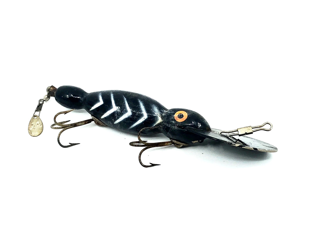 Bomber Wooden Waterdog 1600 Series, #14 Black/White Ribs Color