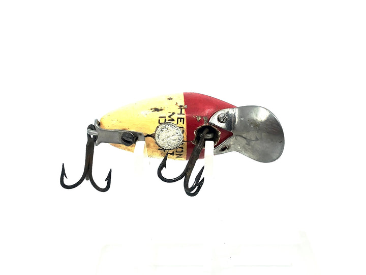 Heddon Wooden Midgit Digit River Runt, Red Head/White Color