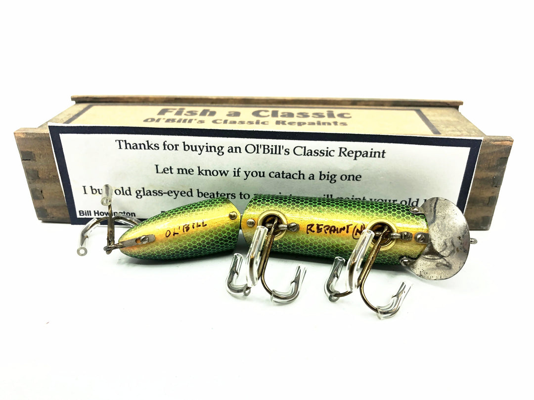 Bill Howington "Ol Bill" Repaint Heddon Jointed Vamp, Green Scale w/Box