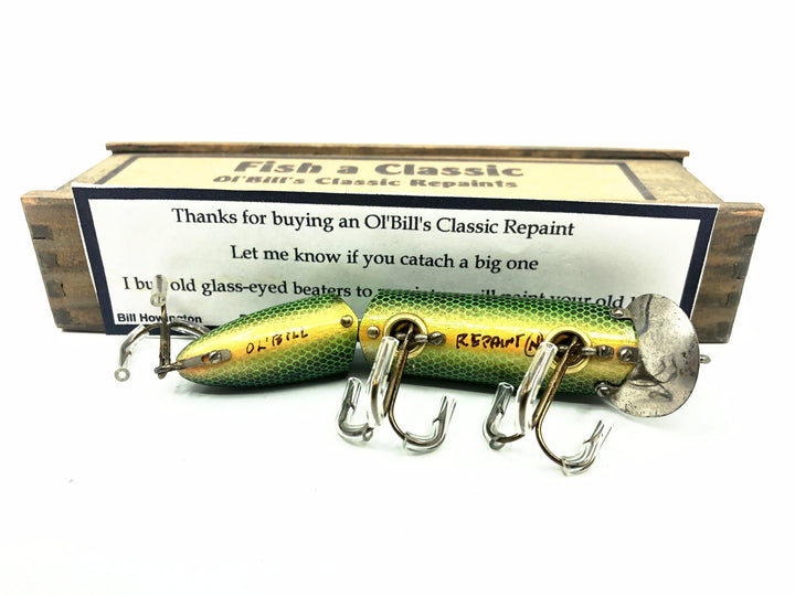Bill Howington "Ol Bill" Repaint Heddon Jointed Vamp, Green Scale w/Box