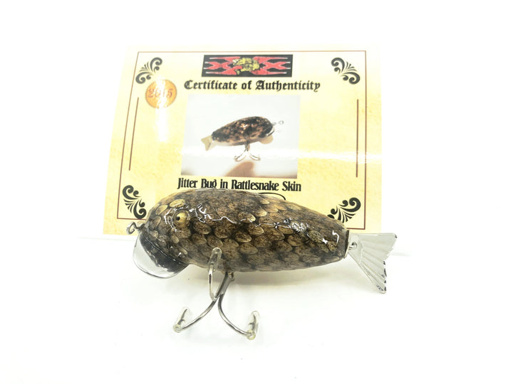 Musky Dan (XXX Lures) Jitter Bug, Real Rattlesnake Skin Finish w/COA