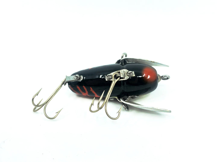 Heddon Wooden Crazy Crawler 2100, Repainted Black/Flames Color