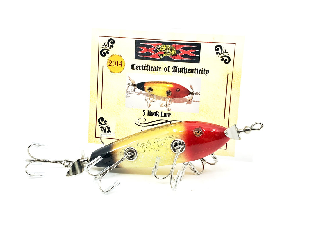 Musky Dan (XXX Lures) 5 Hook Minnow, Red/Gold/Black w/COA