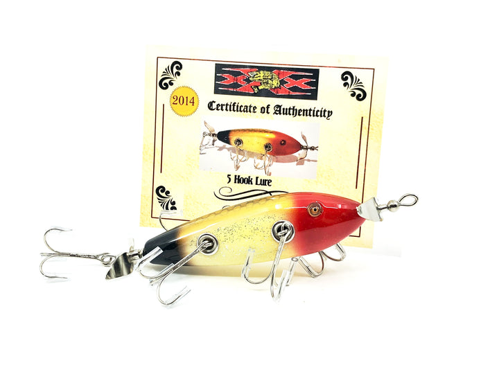 Musky Dan (XXX Lures) 5 Hook Minnow, Red/Gold/Black w/COA