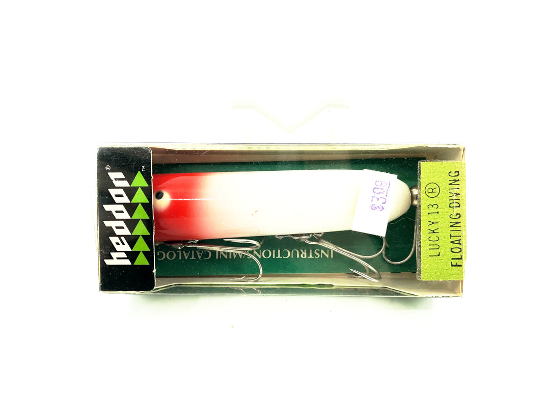 Heddon Lucky 13, RH Red Head/White Body Color w/Box