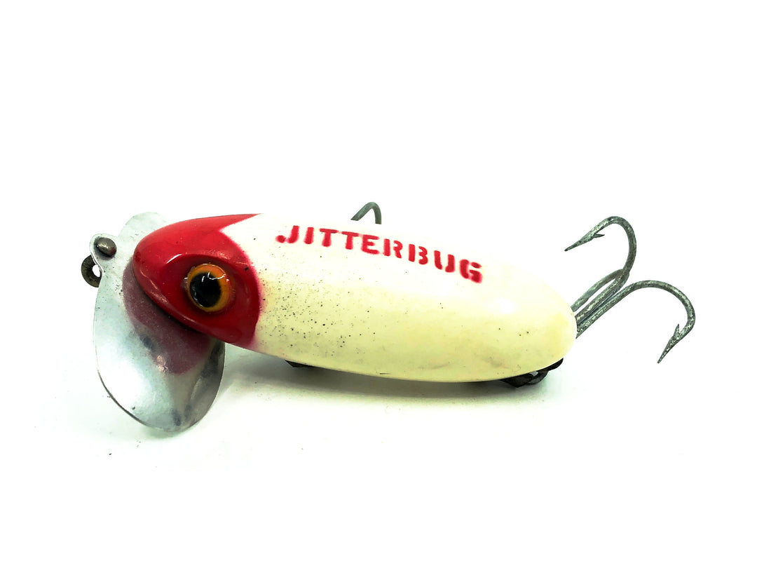 Arbogast Jitterbug 5/8oz, Red Head/White Color, Vintage Bugged-Eyed Model