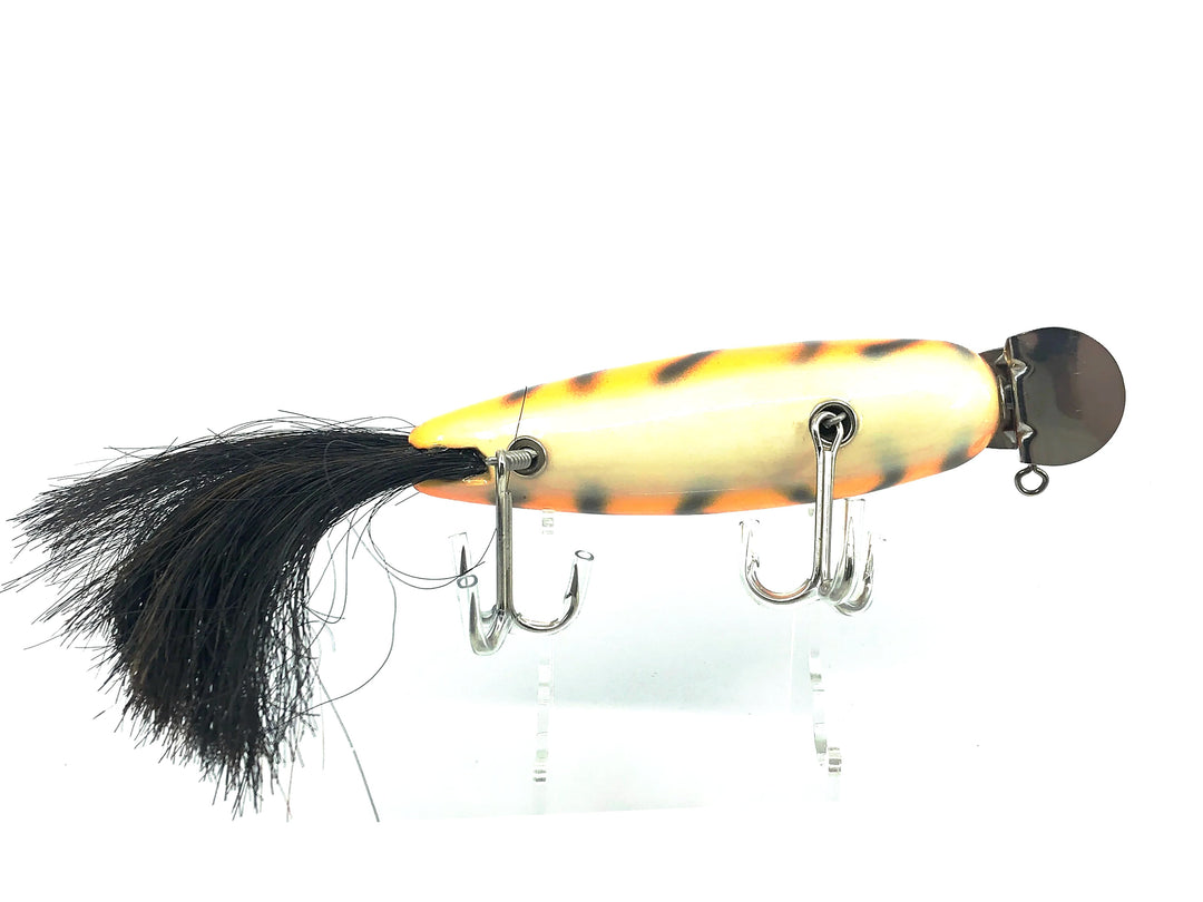 Musky Dan (XXX Lures) Giant Dinger 6", Black Ribs/Orange/Red Color
