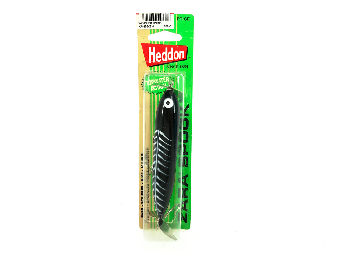 Heddon Wounded Zara Spook, XBW Black Shore Minnow Color on Card