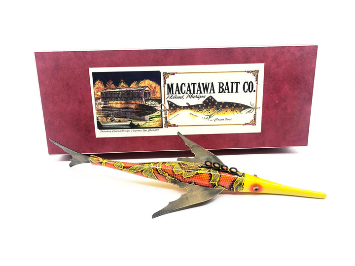 Macatawa Bait Co. Yellow/Black/Orange Scale Gar Decoy w/Box