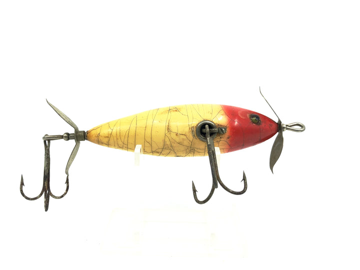 Heddon #160 S.O.S Wounded Minnow, RH Red Head/White Body Color- L-Rig Hardware