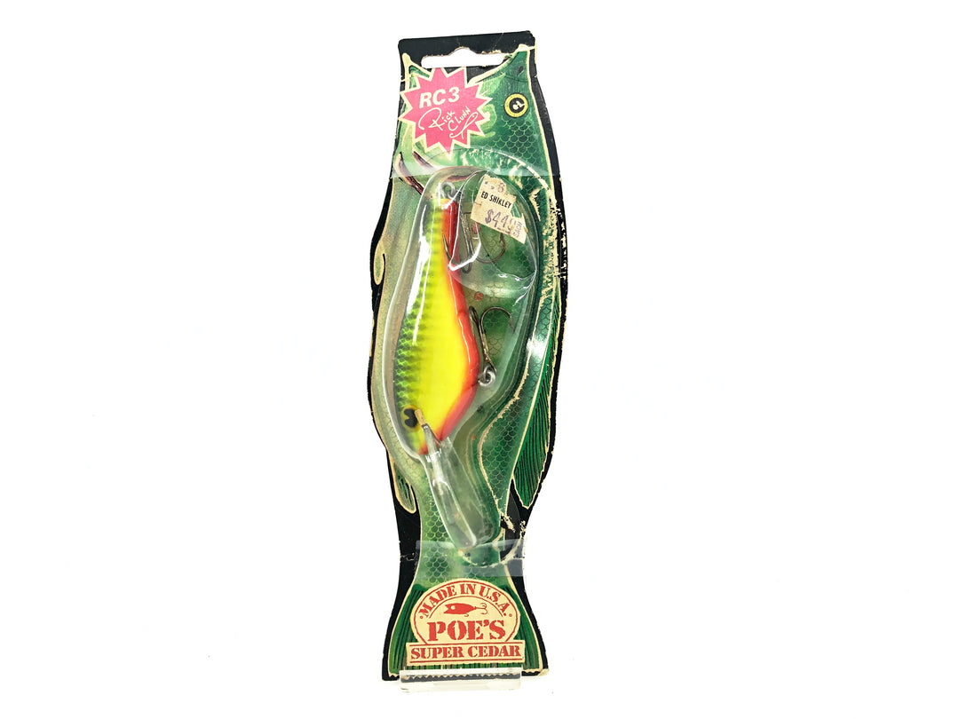 Poe's Super Cedar RC3, Green Chartreuse Crawdad/Black Back on Card