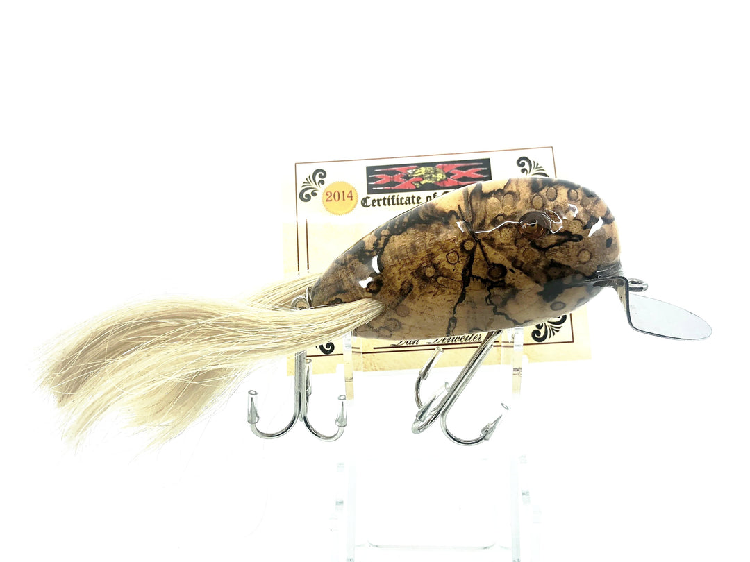 Musky Dan (XXX Lures) Giant Dingbat 4", Buckeye Burl w/COA