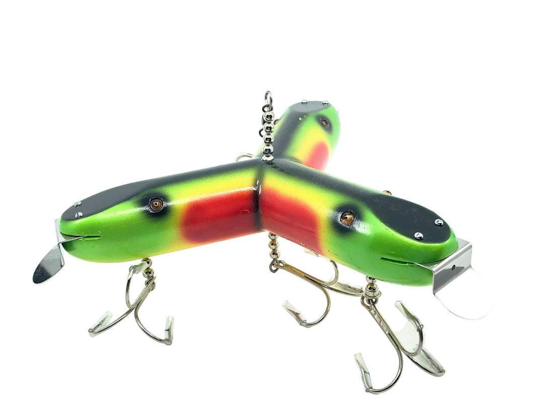 Musky Dan (XXX Lures) 3 Headed Giant Pikie Decoy, Rainbow Fire Color w/COA