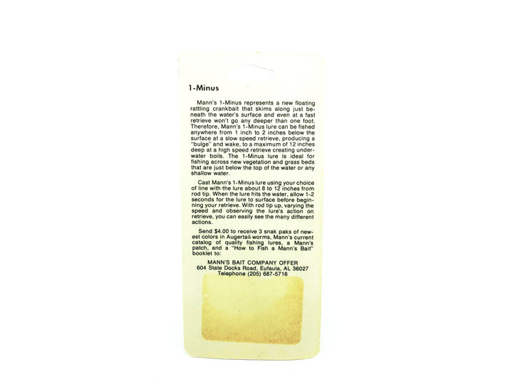 Mann's Mid 1- Minus, Red Head/White Color on Card - Double Stamped