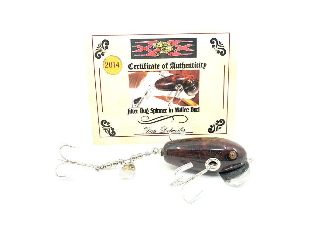 Musky Dan (XXX Lures) Jitterbug Spinner in Mallee Burl w/COA