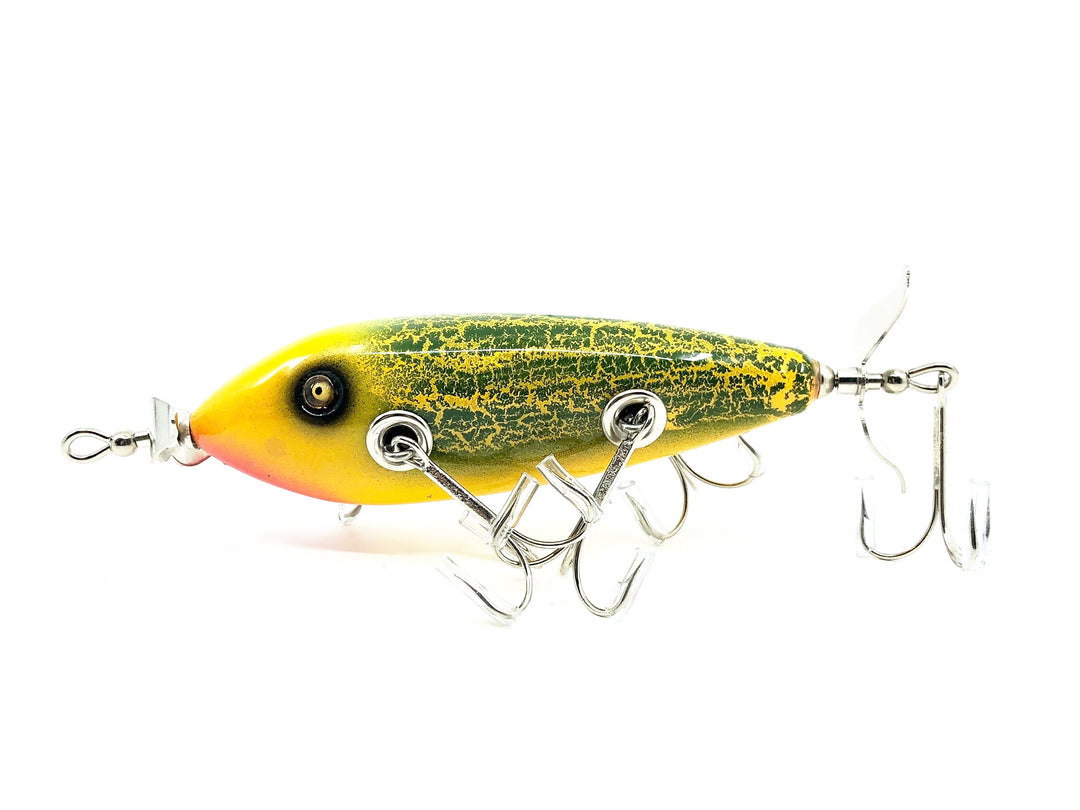 Musky Dan (XXX Lures) 5 Hook 150 Lure, Yellow/Green Crackle Back w/COA