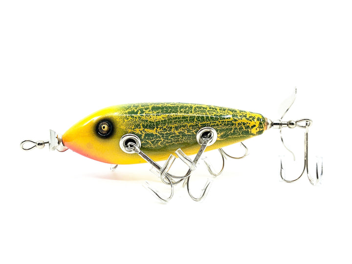 Musky Dan (XXX Lures) 5 Hook 150 Lure, Yellow/Green Crackle Back w/COA