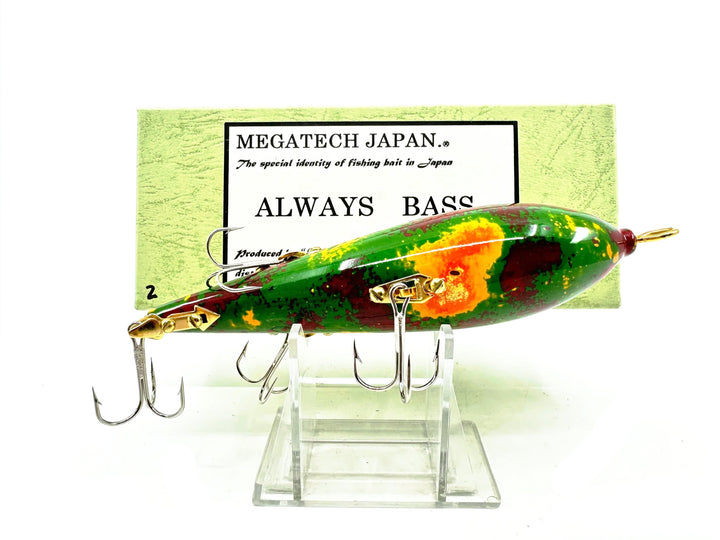 Megatech Japan Always Bass 4 Hook Lure, Green/Yellow/Orange/Brown Color w/Box-Signed