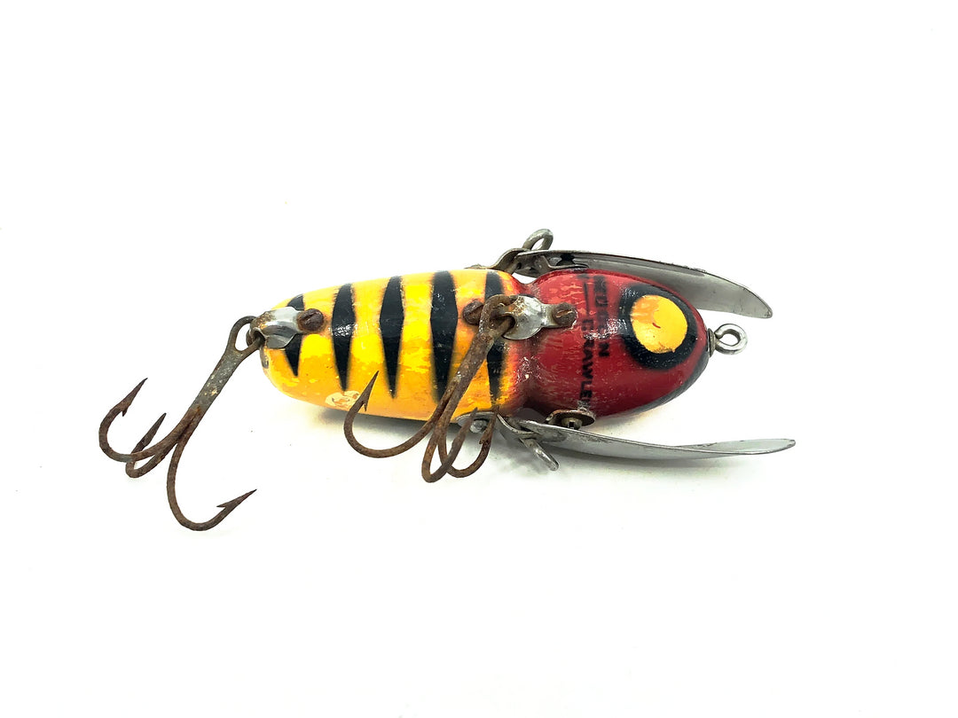 Heddon Wooden Crazy Crawler 2100 YRH Yellow Red Head Color