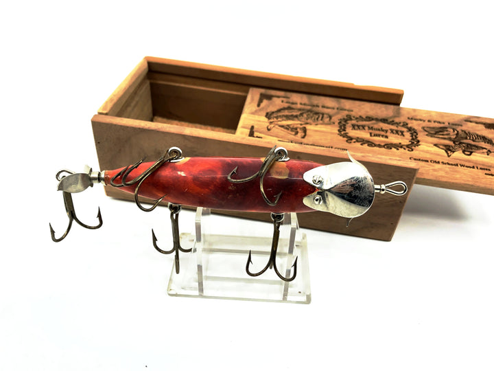 Musky Dan (XXX Lures) 5 Hook Minnow, Red Marble Color with Box
