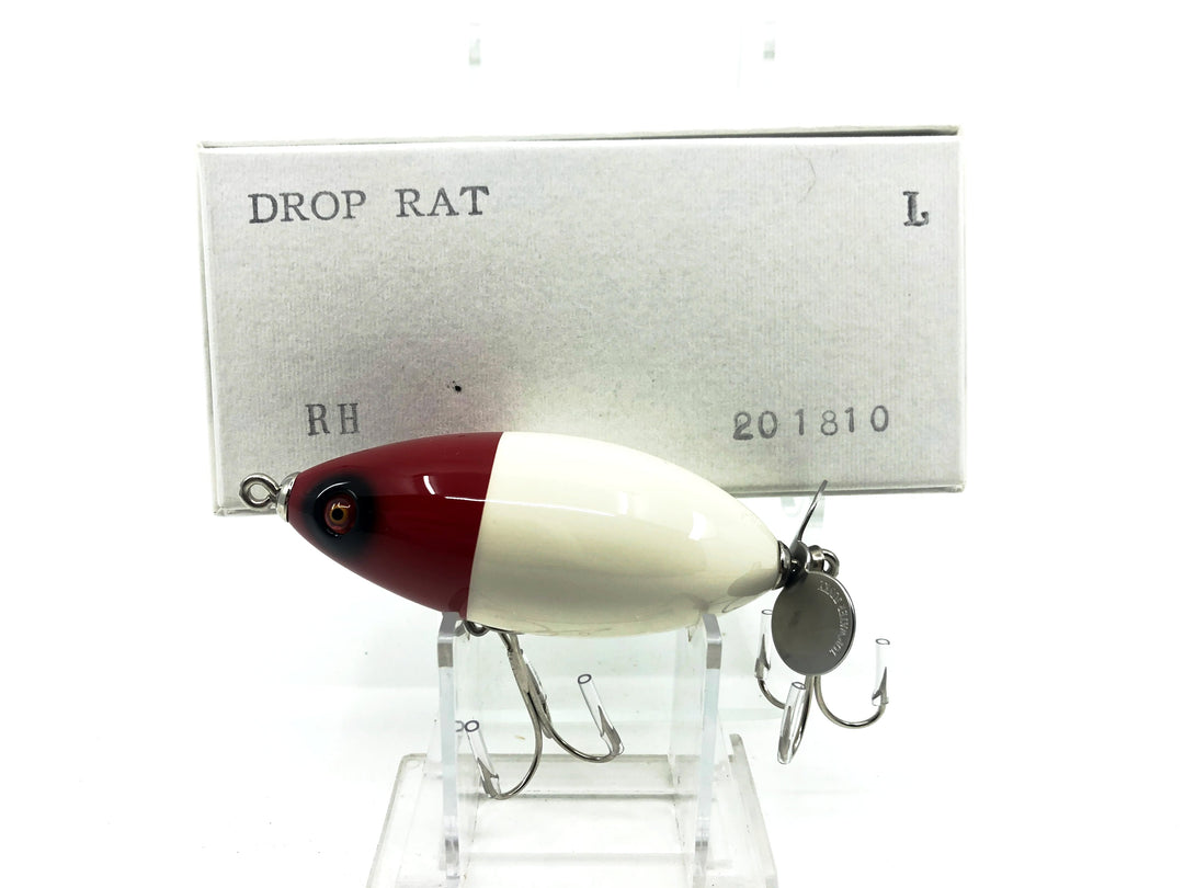 Top Water Junky Drop Rat Lure, Red Head/White Body Color with Box