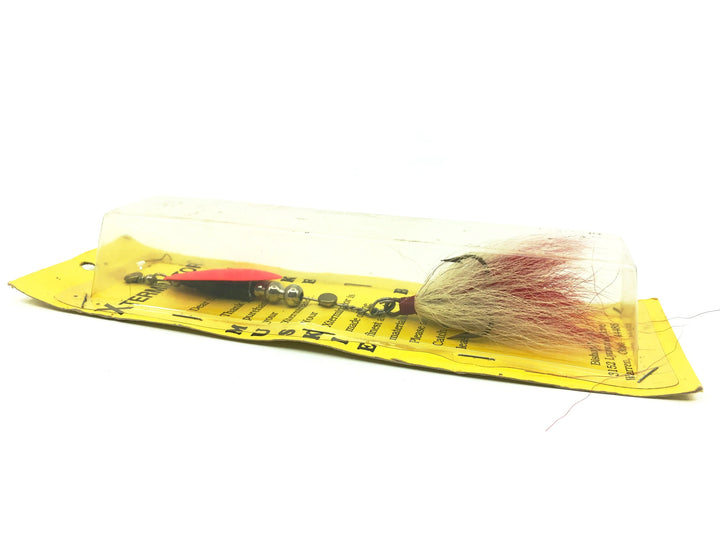 Bishop Tackle Xterminator Muskie Spinner, Orange Blade/White & Red Color on Card