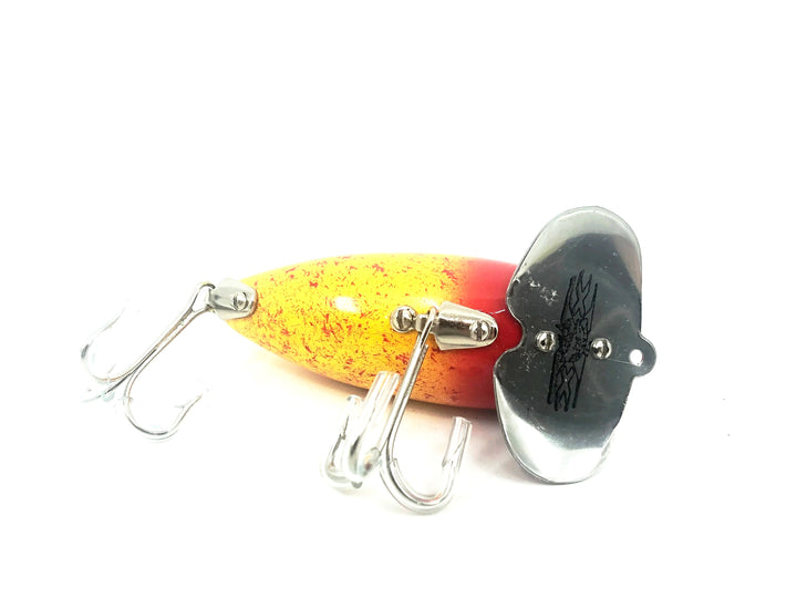 Musky Dan (XXX Lures) Jitter Bug, Yellow/Red Head & Speckles Color