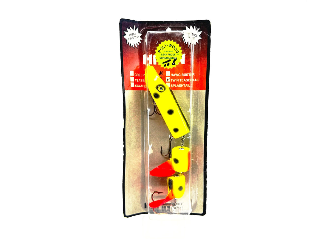 Hi-Fin Twin Teasertail, Chartreuse/Black Dots Color on Card