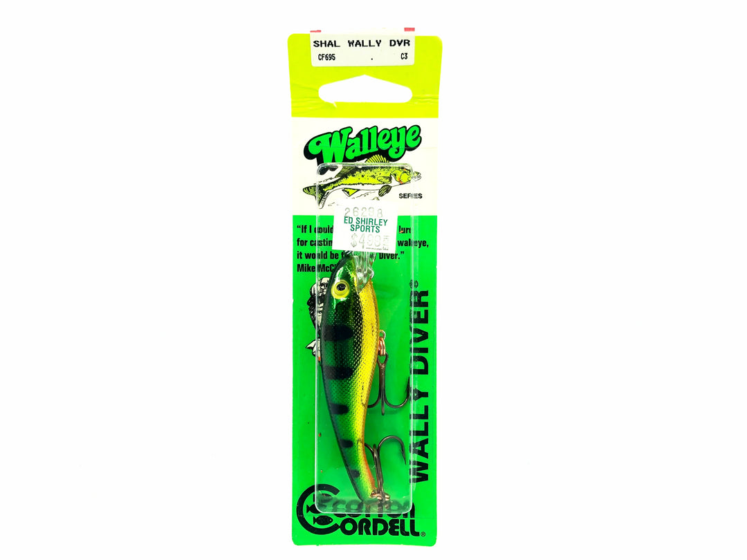 Cotton Cordell Shallow Wally Diver, #95 Gold Perch Color on Card