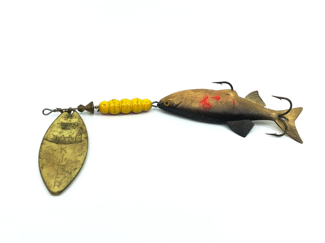 Vintage Mepps #5 Giant Killer Minnow, Fluorescent Orange Blade/Grey Mi ...