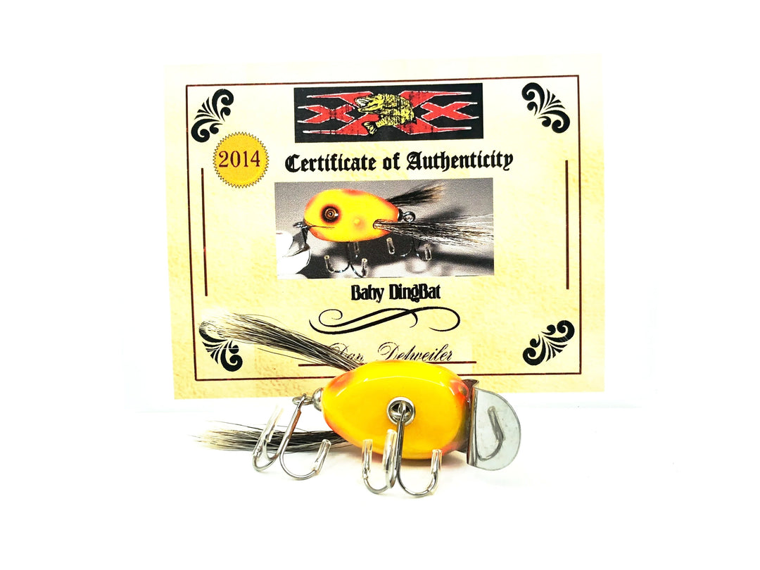 Musky Dan (XXX Lures) Baby Dingbat, Gold Spotted Orange w/COA