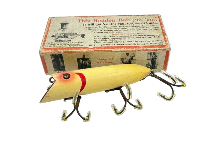 Heddon Basser 8500, 2M, White/Red Gils Color w/Box, L-Rig-Hardware