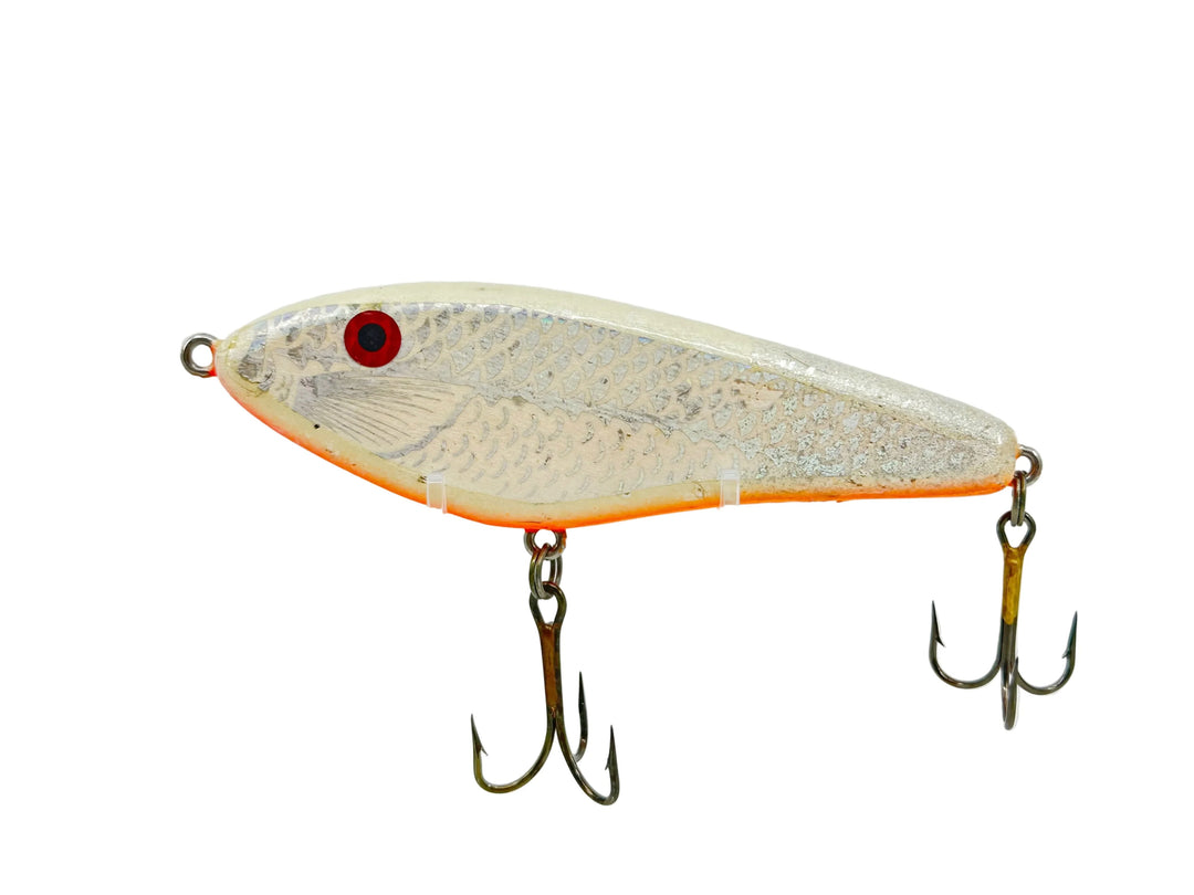 Musky Glidebait, White Holographic Shad/Orange Belly Color