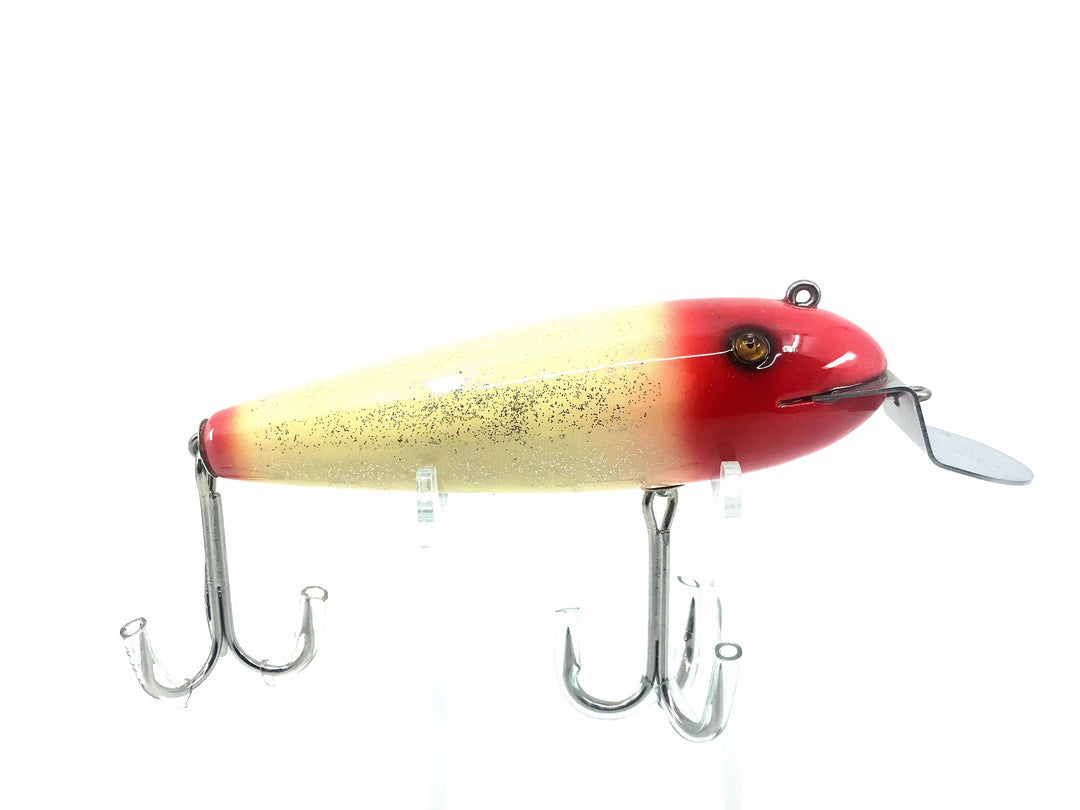 Musky Dan (XXX Lures) Husky Musky Wiggler, Red Head & Tail/White Flitter Color