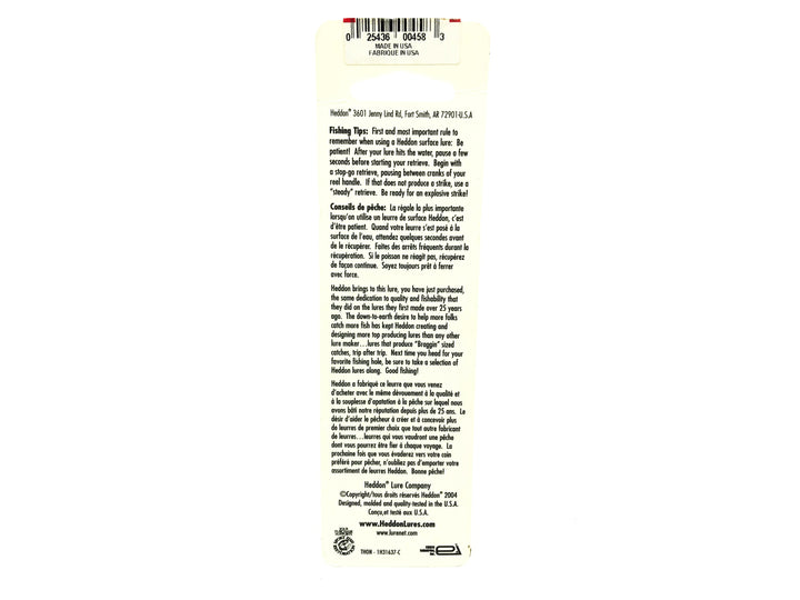 Heddon Tadpolly 9000, YFO Yellow Fluorescent Ribs Color on Card