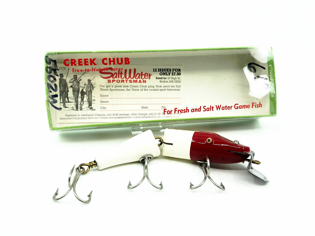 Creek Chub Jointed Snook Pikie 5500, Red White Color 5502 with Box
