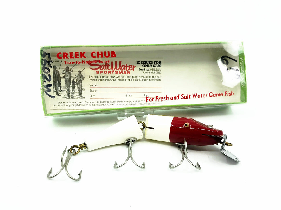 Creek Chub Jointed Snook Pikie 5500, Red White Color 5502W with Box