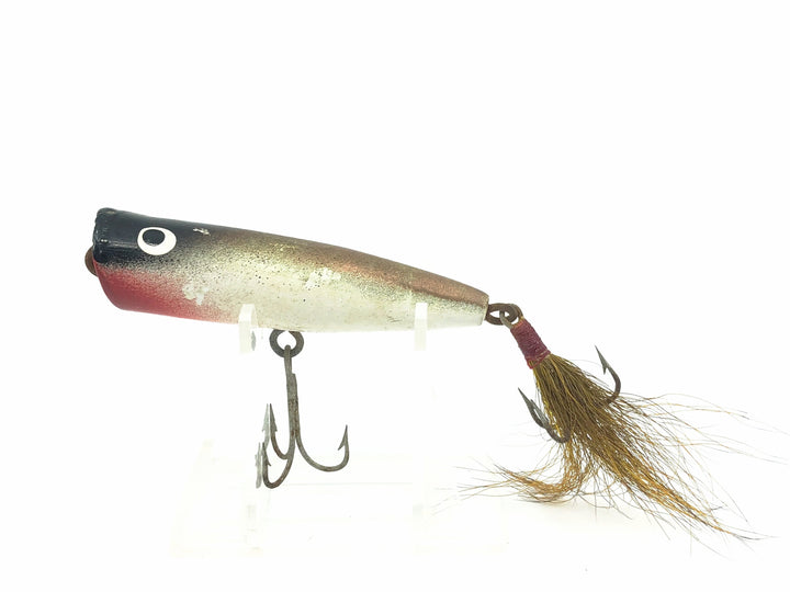 Vintage Bucktail Popper Lure, Brown/White/Black Color