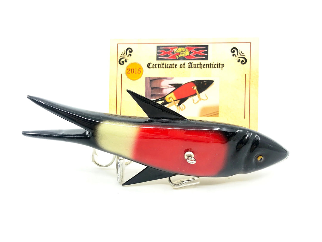 Musky Dan (XXX Lures) Florida Old Style Injured Minnow, Red Wing Blackbird Color w/COA